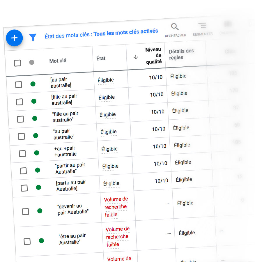 gestion de publicités Ads/Adwords