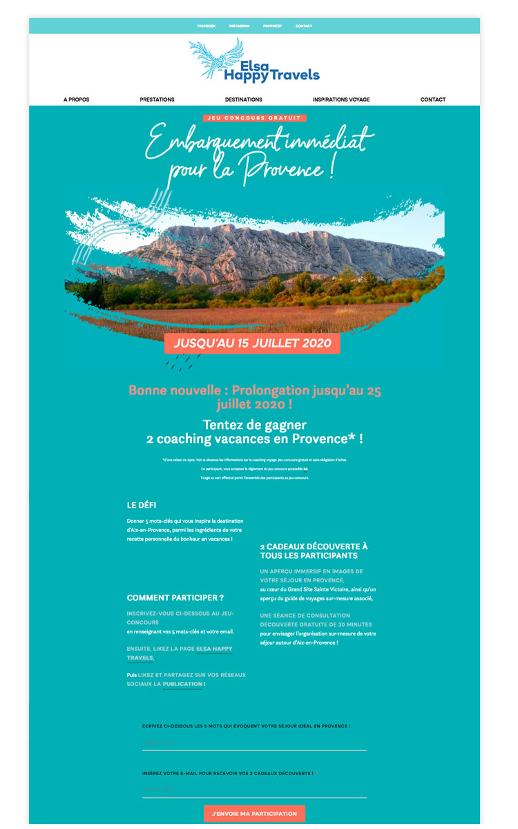 Landing-page du jeu-concours