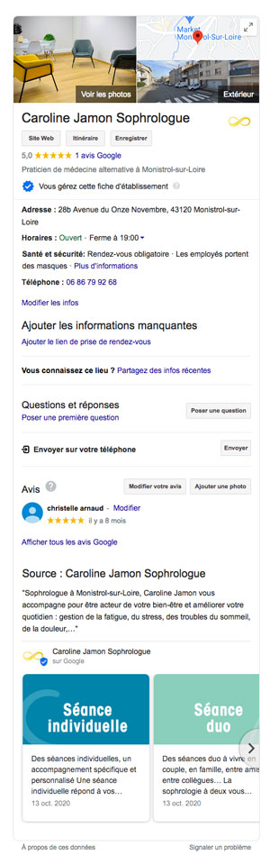 référencement local grâce à la fiche Google My Business