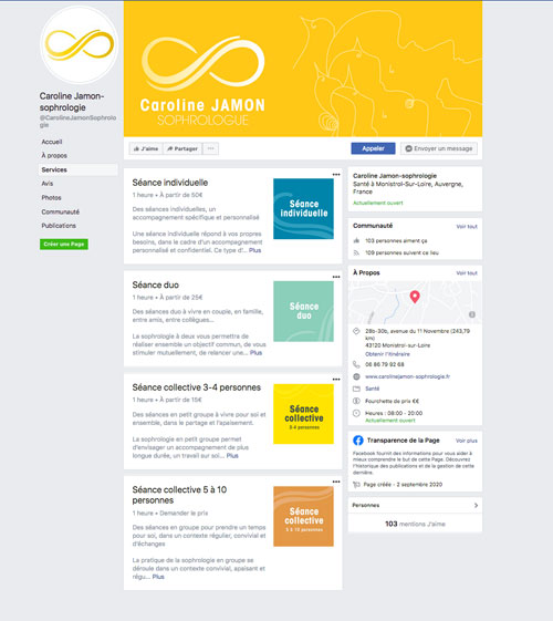 optimisation de la page Facebook du cabinet